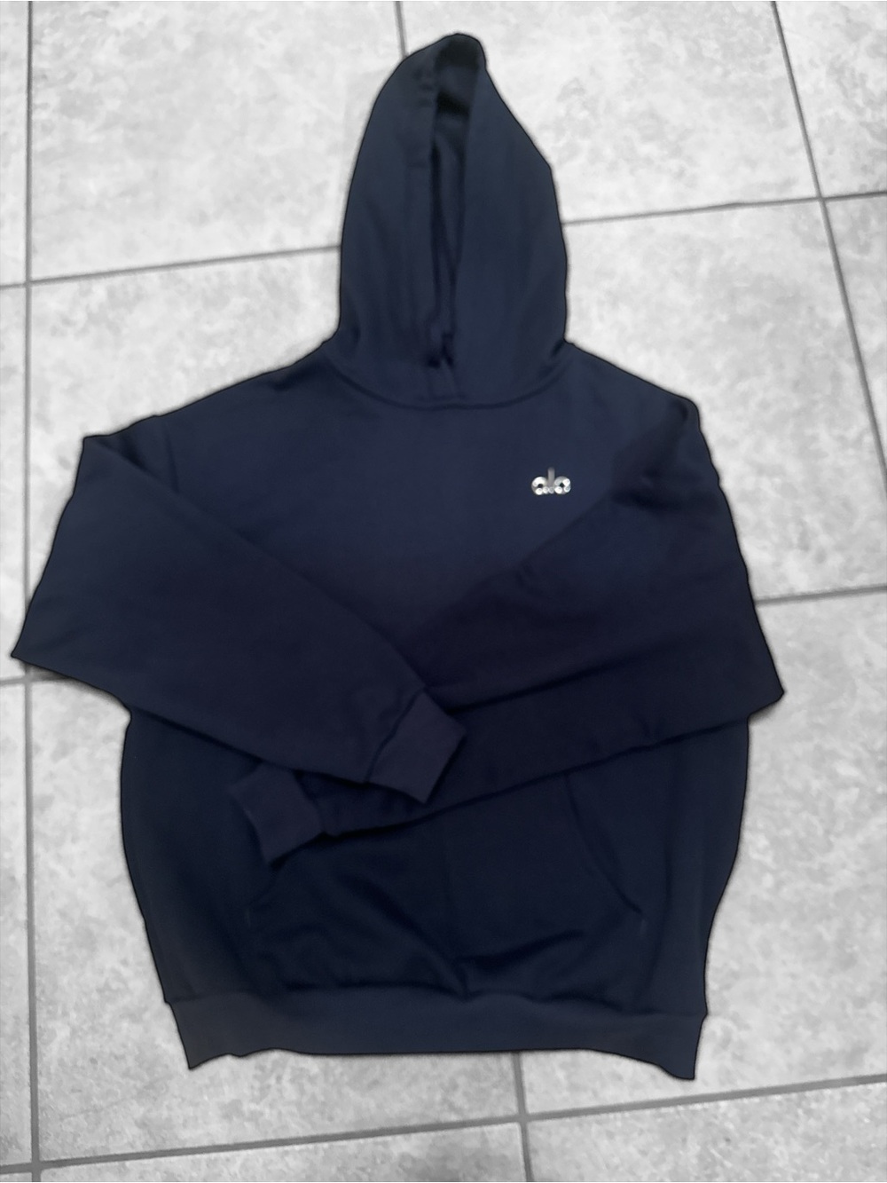 ALO Yoga Navy Hooded Pullover Sweatshirt - Picture 2 of 5